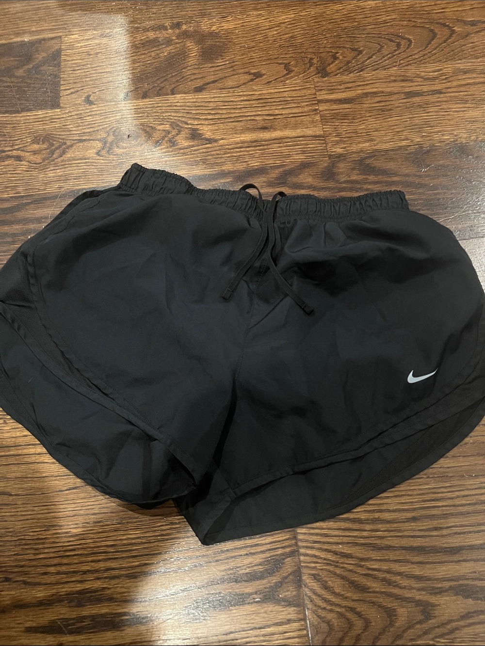 Nike Black Women's Athletic Running Shorts with White Swoosh